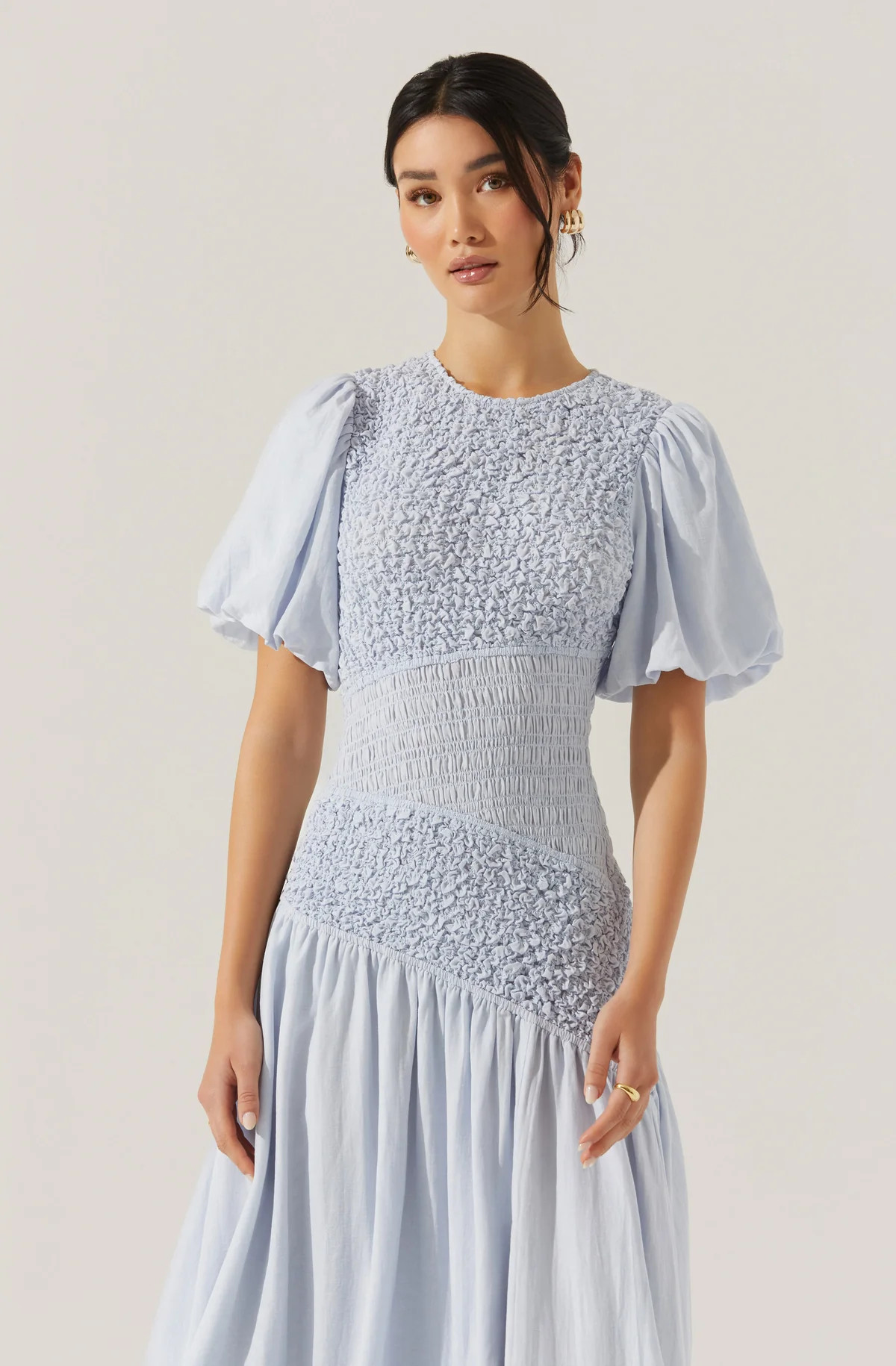 Theoni Smocked Asymmetric Dress | ASTR The Label (US)