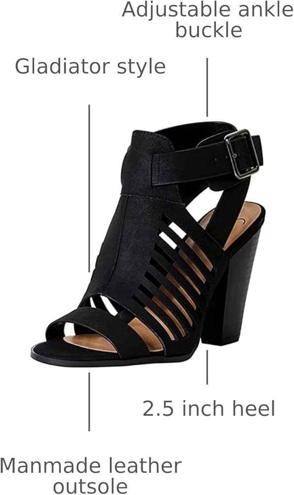 Soda Yummy ~ Gladiator Cutout Stacked Heel Sandal Shoes with Adjustable Ankle Buckle | Amazon (US)