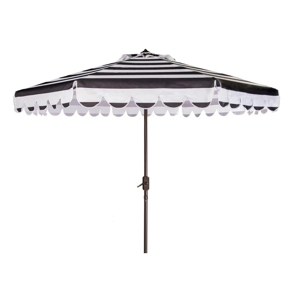 Retro Scalloped Umbrella Black and White- 9 Foot | Eclectic Goods