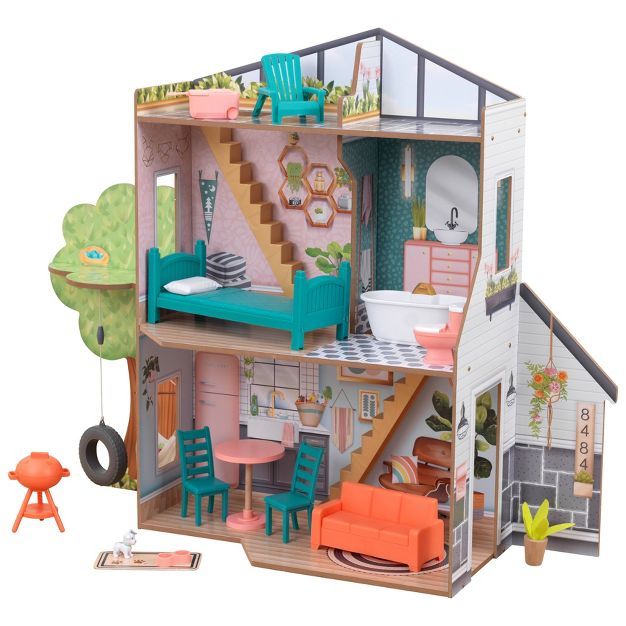 Kidkraft Backyard Cookout Wooden Dollhouse with 16 Play Furniture Accessories | Target
