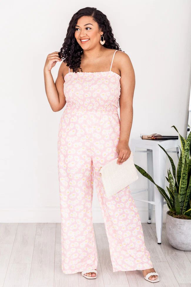 Starstruck Love Pink Daisy Smocked Jumpsuit | The Pink Lily Boutique