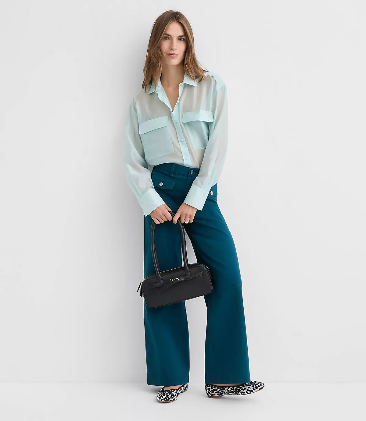 Palmer Wide Leg Pants in Twill | LOFT