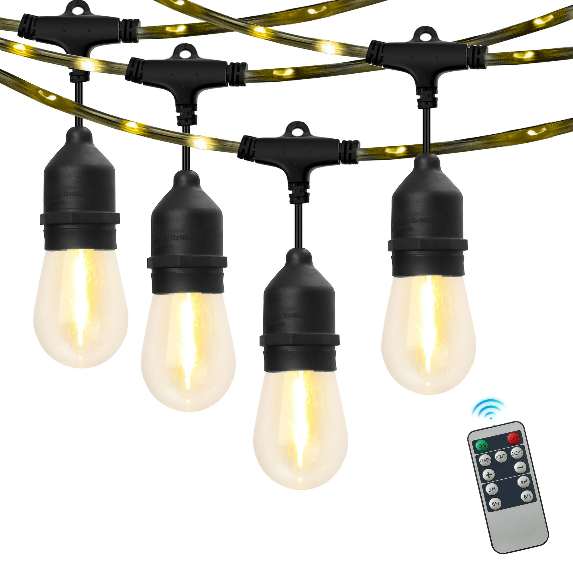 Westinghouse 48-ft Warm White LED String Light with 15 Bulbs with Remote in Black | LSMP-RMSL00601HW | Lowe's