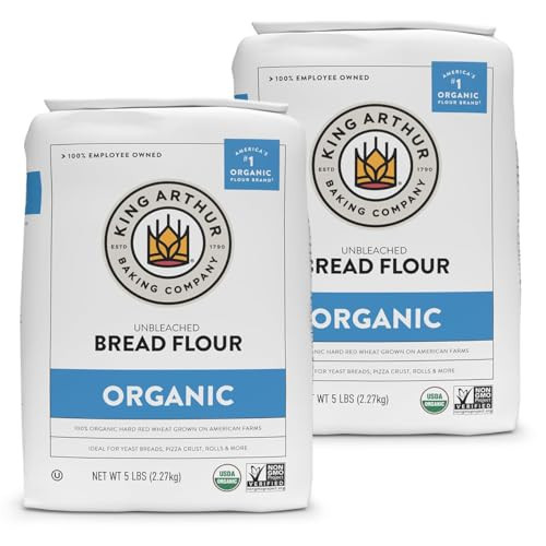 King Arthur Organic Bread Flour, 2 bags of Organic Bread Flour Unbleached 5LB Each, Ideal Unbleached Flour for Crafting Delicious Bread, Perfect Bread Flour King Arthur for Homemade Recipes | Amazon (US)