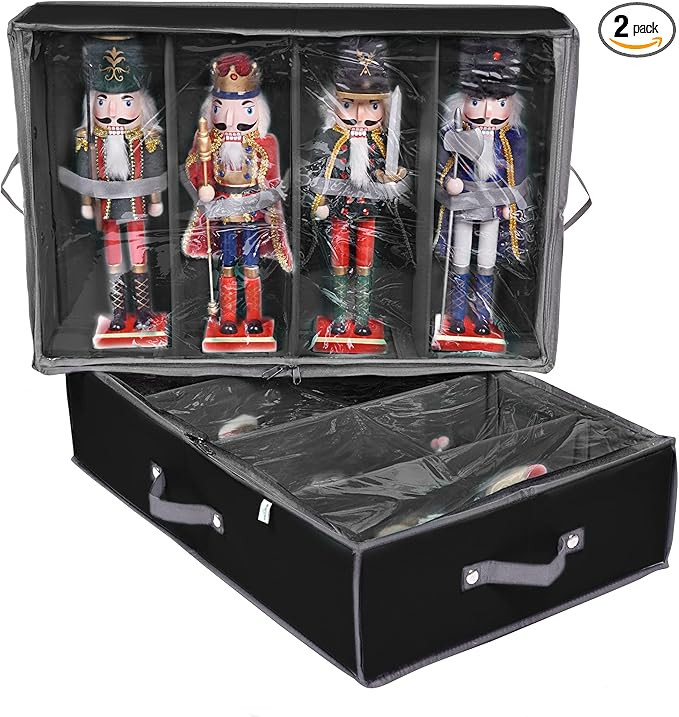 ProPik 2 Pack Christmas Figures Storage Box | Each Holds 4 Holiday Figurines up to 16” | Adjust... | Amazon (US)