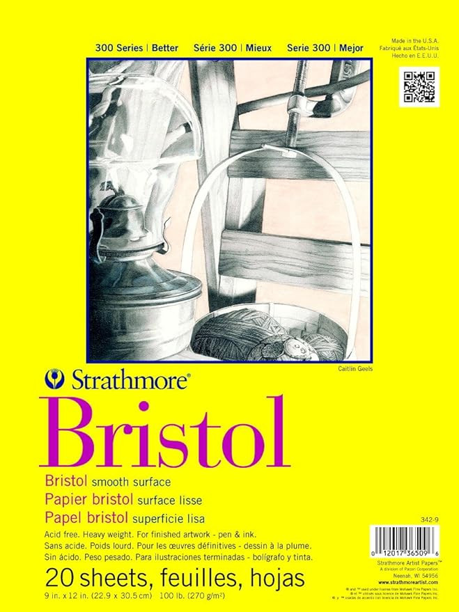 Strathmore 300 Series Bristol Paper Pad, Smooth, Tape Bound, 9x12 inches, 20 Sheets (100lb/270g) ... | Amazon (US)