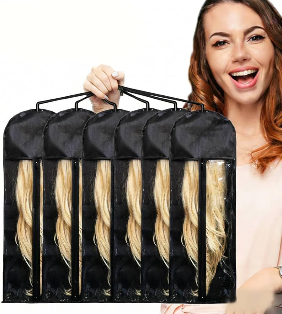 builson 6pcs Anti-Static Wig Storage & Care,Wig Stand Hair Extension Holder Wig Bags Storage With... | Amazon (US)