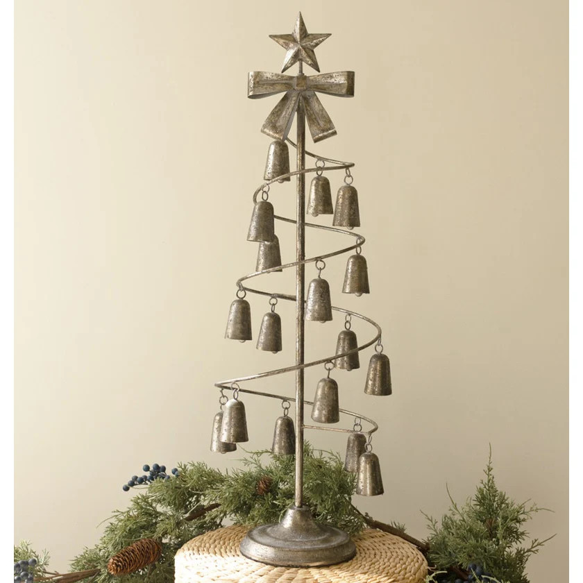 Metal Christmas Tree with Bells, Bow and Star | Paynes Gray Inc