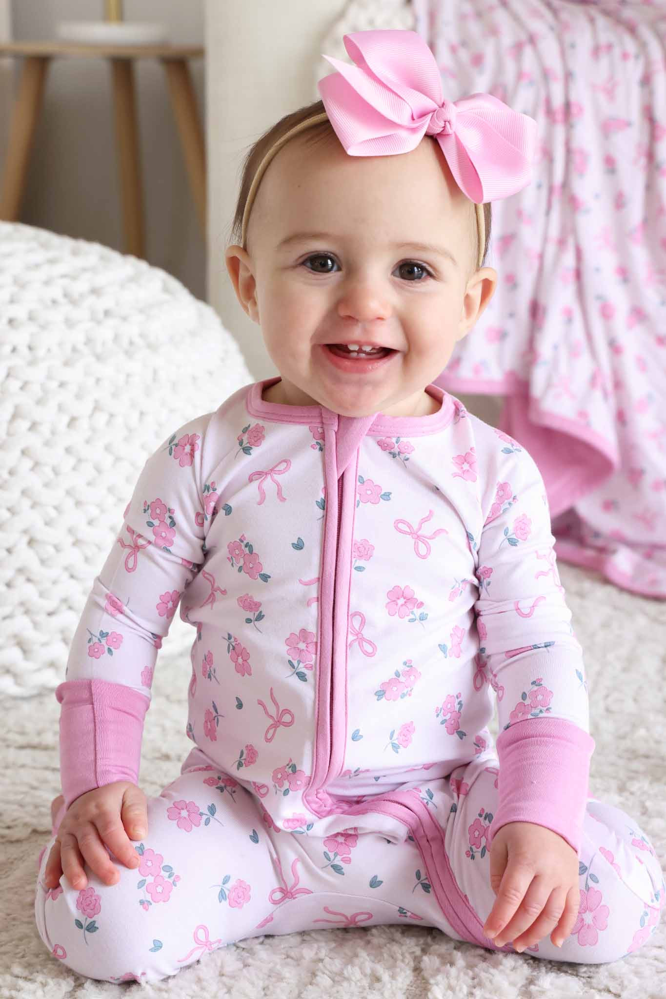 Ribbon & Roses Convertible Zip Romper | Pink | Caden Lane