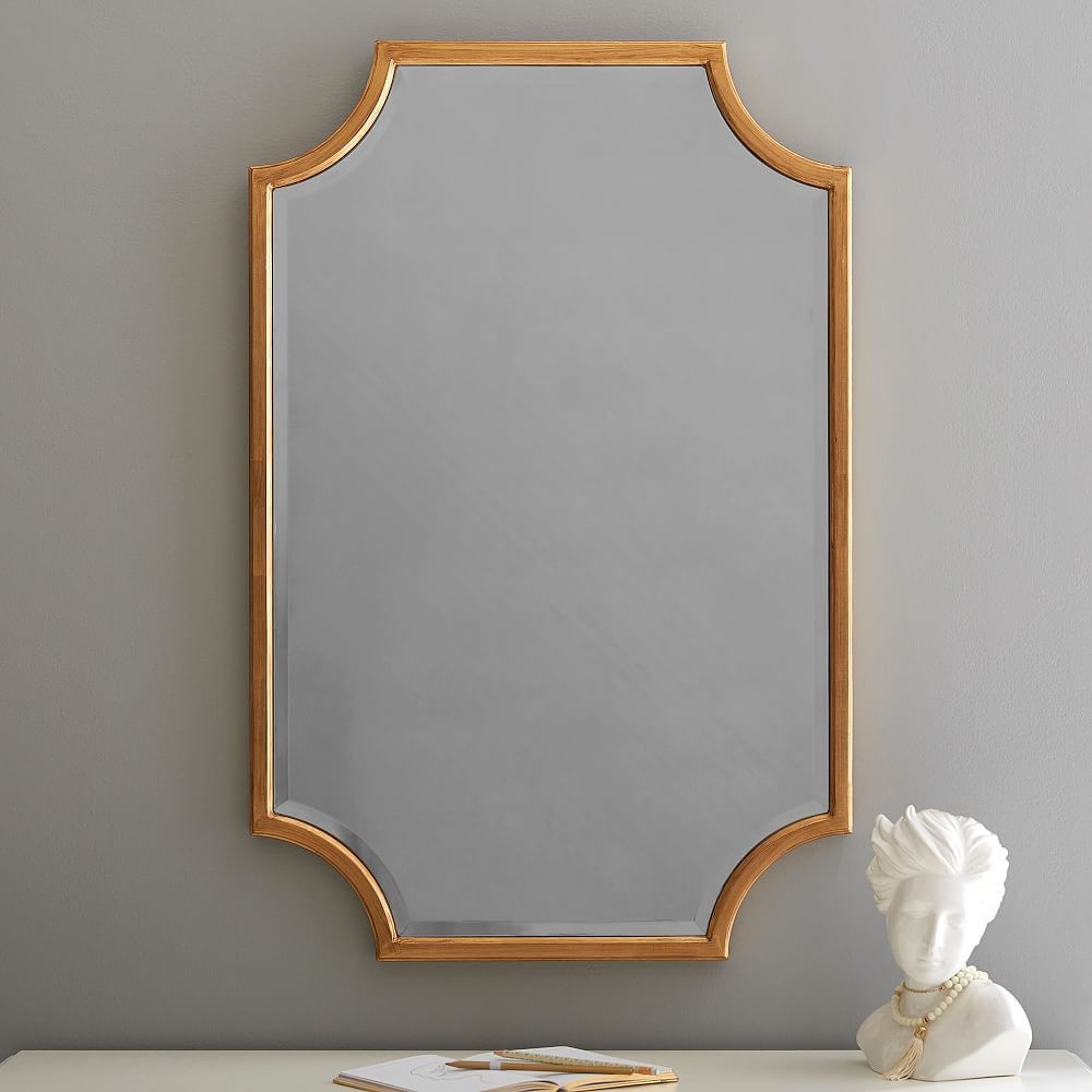 Scallop Gold Leaf Mirror, 24""x36"", UPS | Pottery Barn Teen