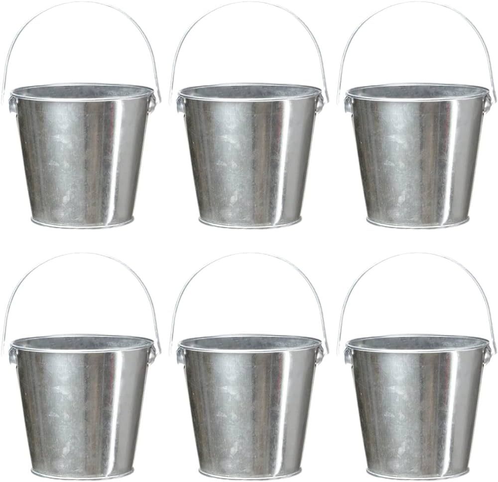 TAKMA Galvanized Tin Metal Buckets with Handle - 6 Pack 6 Inch Iron Pail, Easter Bucket,Pencil Ho... | Amazon (US)