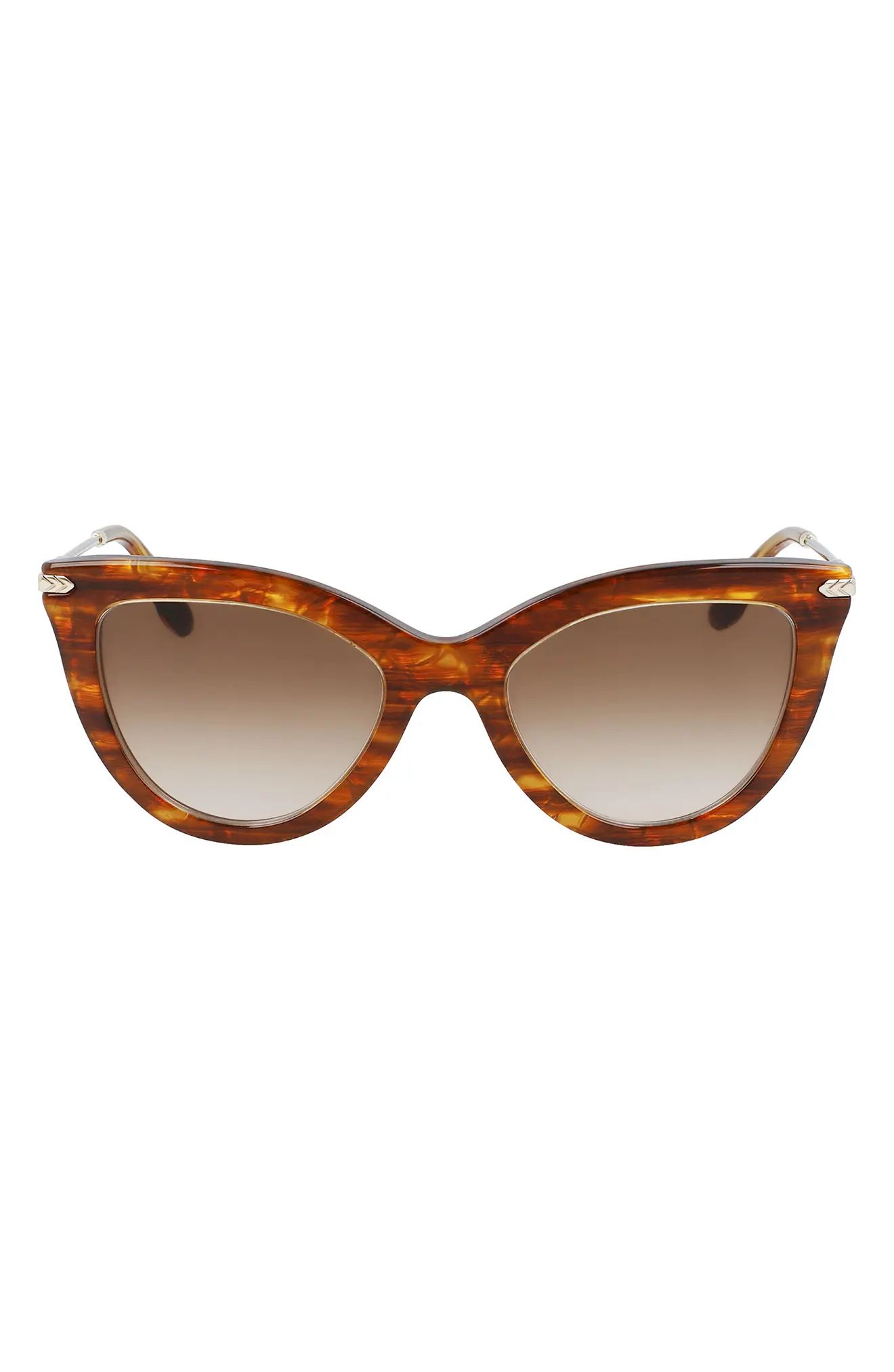 Women's Victoria Beckham 53mm Gradient Cat Eye Sunglasses - Caramel Pearl/ Brown Gradient | Nordstrom