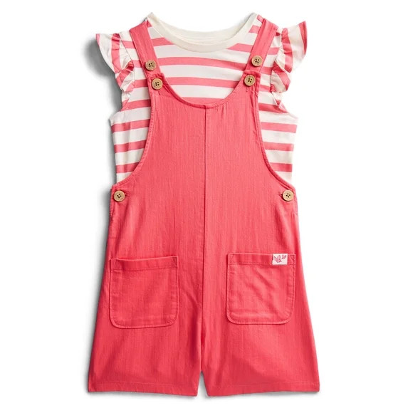 Wonder Nation Girls Shortall and Short Sleeve Tee Set, 2-Piece, Sizes 4-10 | Walmart (US)