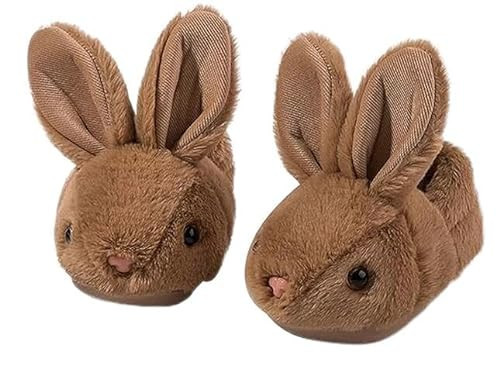 Melumeloo Toddler Kids Slippers Bunny Design Indoor Plush Shoes, Soft Home Slipper Rabbit Shape Winter Slipper (Brown) 9.5-10 | Amazon (US)