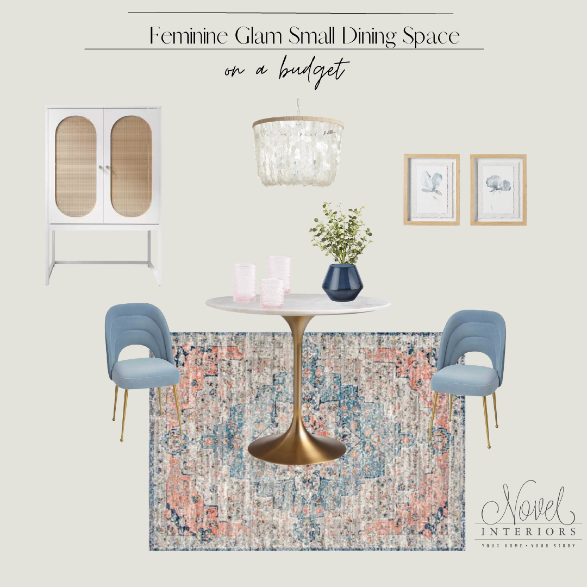 Feminine Glam Dining Space on a Budget! Small spaces can be pretty and affordable! This features a marble and gold small table with a mix of soft pastels and layers of texture  

#LTKfamily #LTKhome #LTKFind