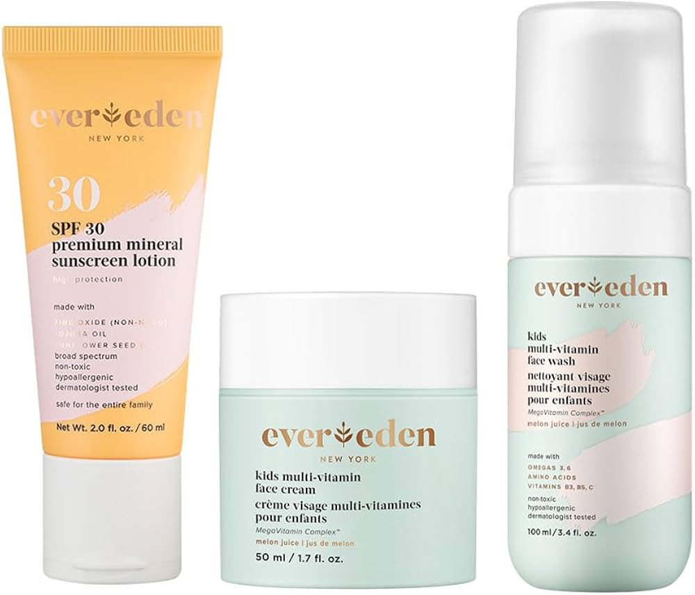 Evereden Kids Daily 1-2-3 Routine Bundle: Clean & Vegan Skin Care Set - Hydrating & Nourishing Tw... | Amazon (US)