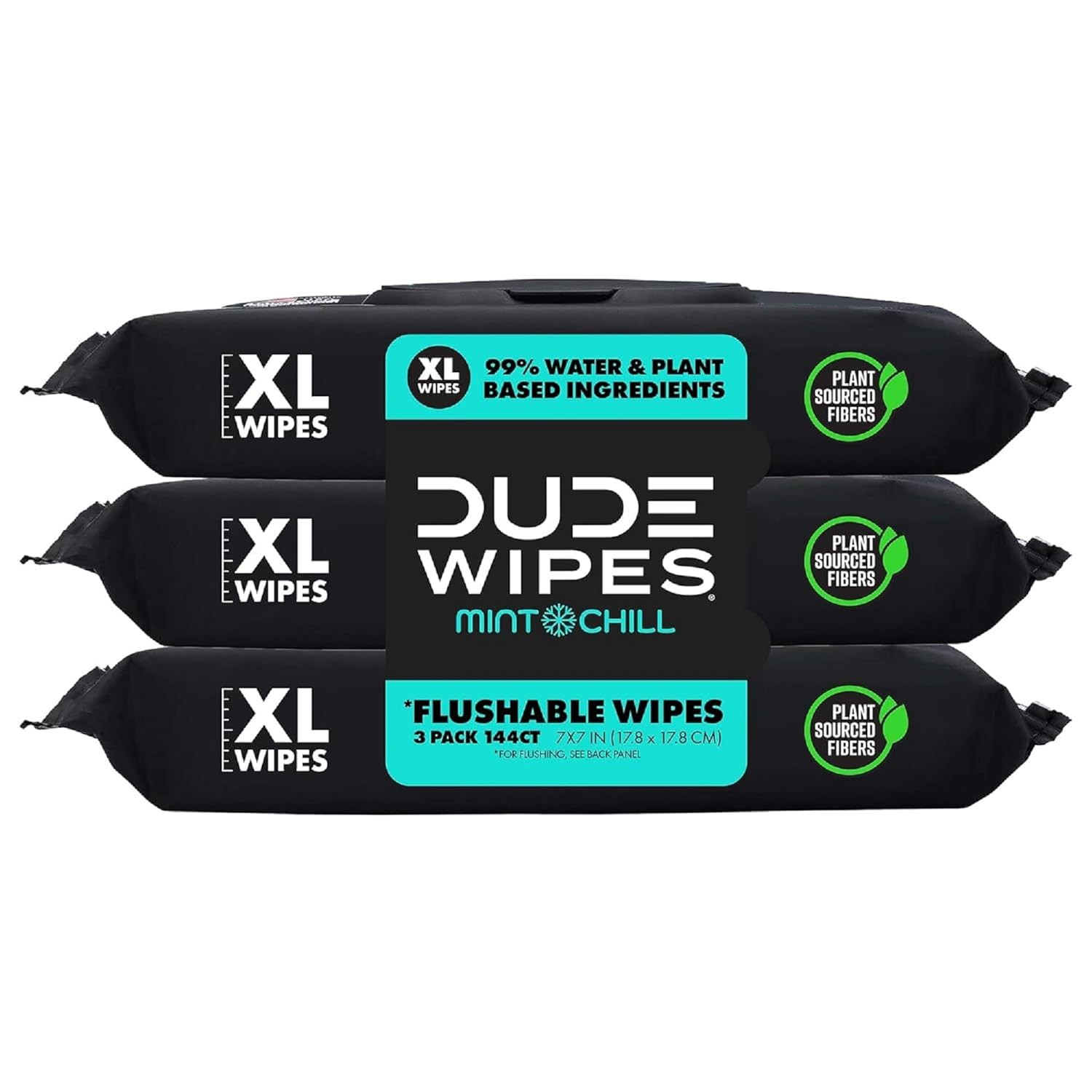 DUDE Wipes - Flushable Wipes - 3 Pack, 144 Wipes - Mint Chill Extra-Large Adult Wet Wipes - Vitam... | Amazon (US)