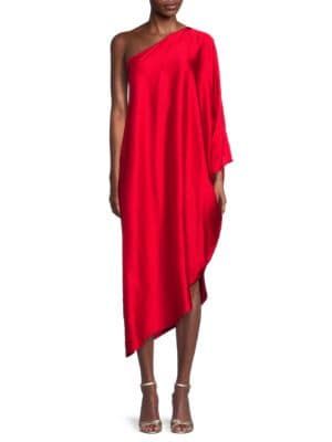 Renee C. Satin One Shoulder Midi Dress on SALE | Saks OFF 5TH | Saks Fifth Avenue OFF 5TH