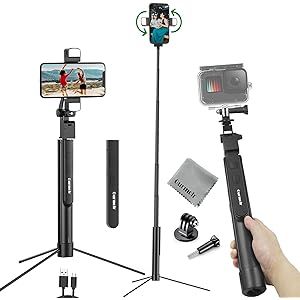 Amazon.com: Gurmoir 60inch Selfie Stick Tripod, Multi-Functional Cell Phone Tripod Stabilizer wit... | Amazon (US)