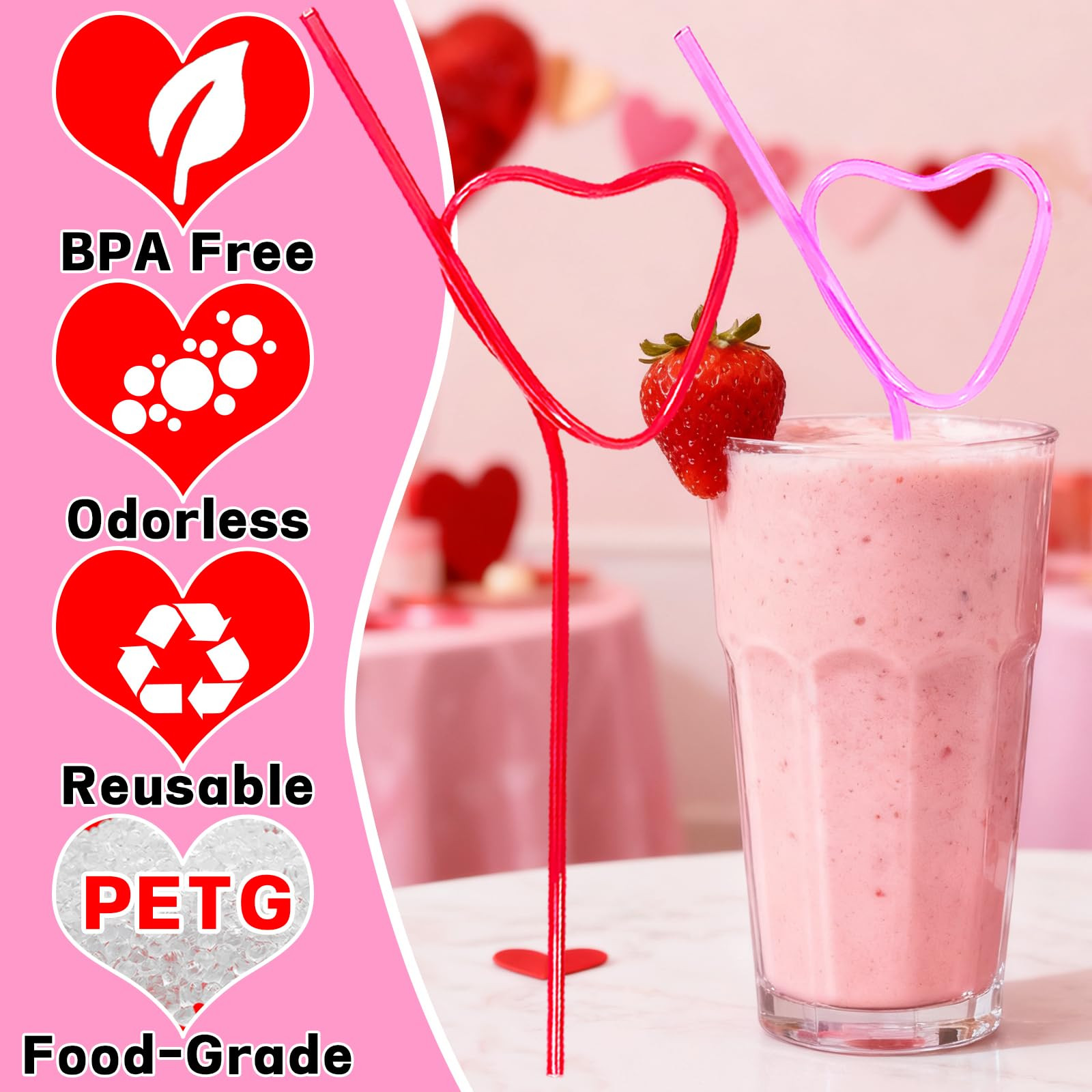 24PCS Valentine’s - Day - Wedding - Bachelorette - Party - Straws - Supplies - Decorations - He... | Amazon (US)