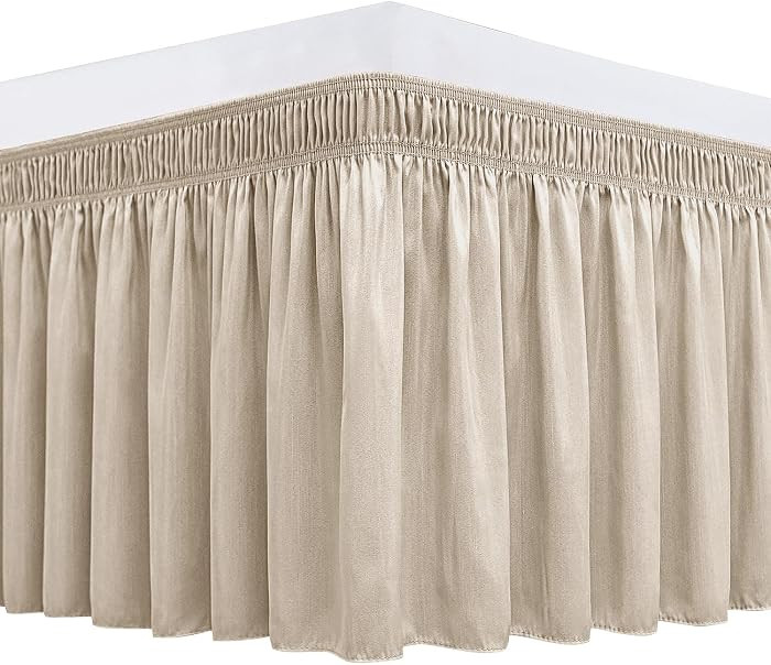 Biscaynebay Wrap Around Bed Skirts for King & Cal King Beds 22" Long Drop, Light Camel Adjustable... | Amazon (US)