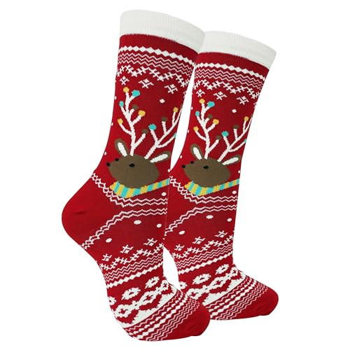 aiwkjdns Funny Christmas Reindeer Socks Crazy Holiday Christmas Socks Last Minute Cute Christmas Socks Gifts for Women | Amazon (US)