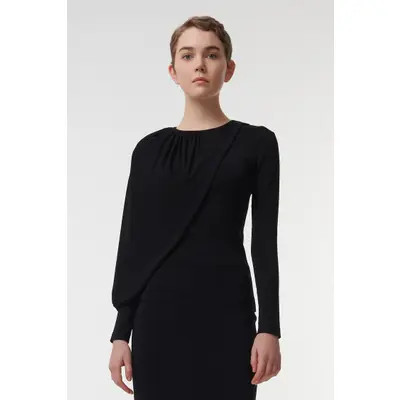 Leem Knitted Top with Scarf Detail in Black at Nordstrom, Size Medium Uk | Nordstrom