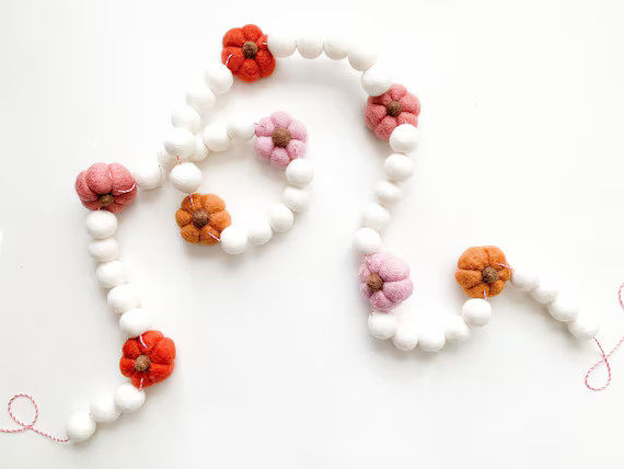 Pretty Pumpkin Felt Ball Garland, Bunting, Banner | Etsy (US)