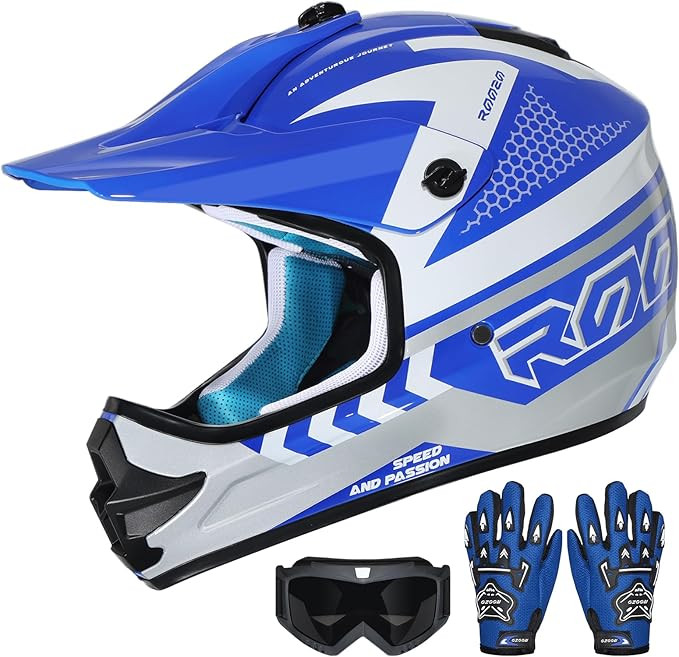 Youth Dirt Bike Helmet DOT Certified - Full Face Motorcycle Helmet for Off-Road, ATV, Street Ridi... | Amazon (US)
