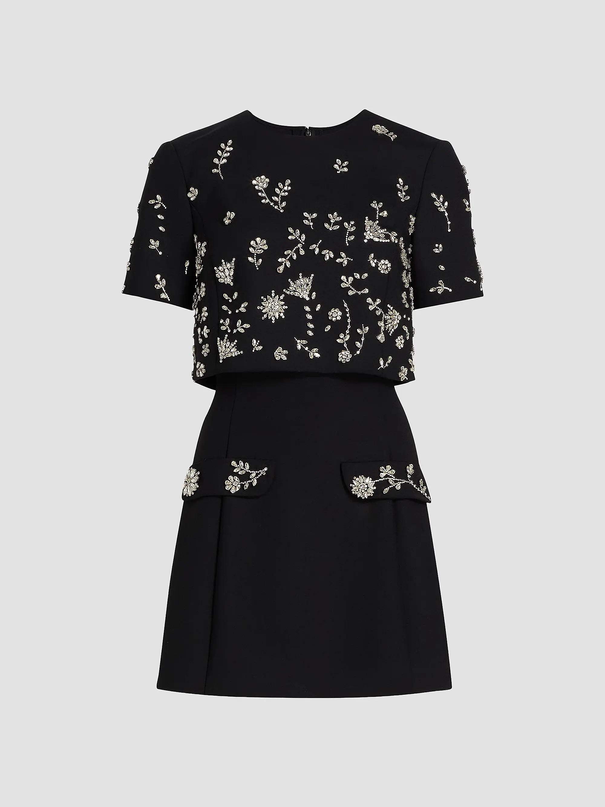 Oscar de la Renta Crystal Floral-Embroidered Cocktail Minidress &amp; Top Set | Saks Fifth Avenue | Saks Fifth Avenue