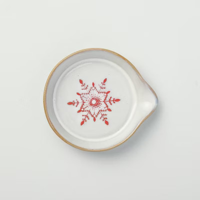 Festive Snowflake Stoneware Spoon Rest Light Gray/Red - Hearth & Hand™ with Magnolia | Target