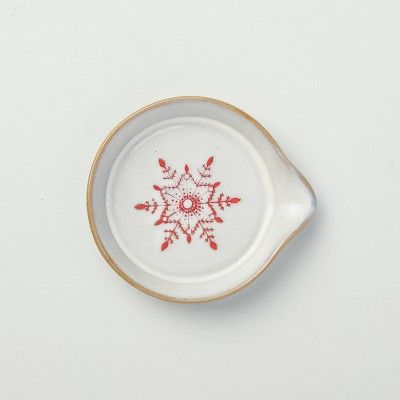 Festive Snowflake Stoneware Spoon Rest Light Gray/Red - Hearth & Hand™ with Magnolia | Target