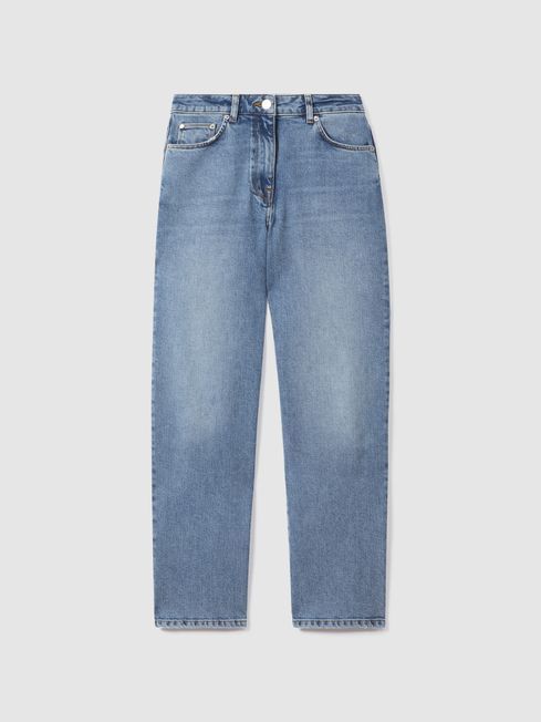 Reiss Blue Selin Mid Rise Straight Leg Jeans | Reiss UK