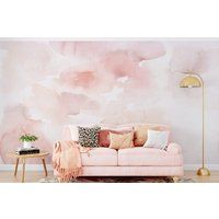 Blush Wall Mural, Abstract Watercolor Wallpaper, Splashes in Nursery Decor | Etsy (US)