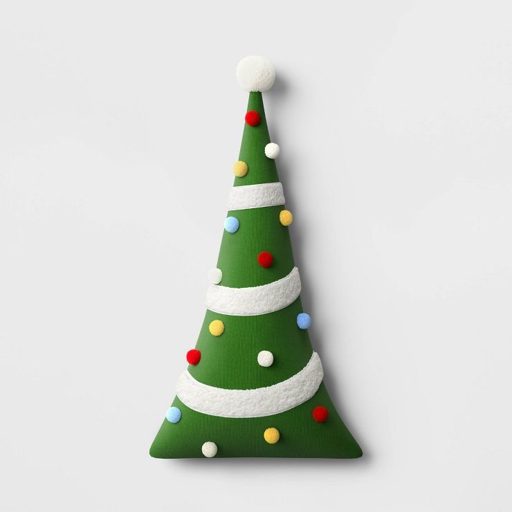 Christmas Tree Shaped Throw Pillow Green - Wondershop&#8482; | Target