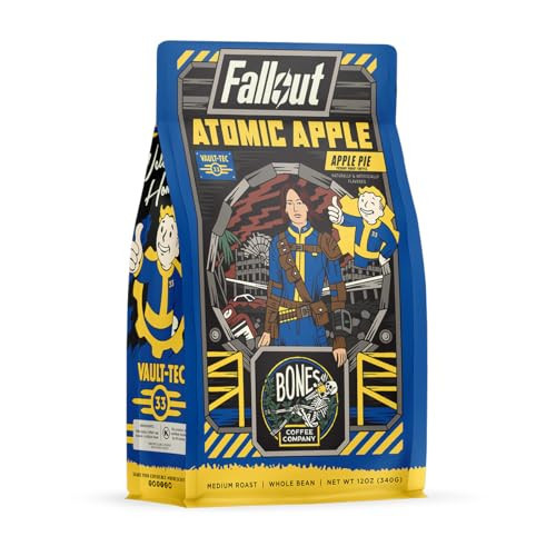 Bones Coffee Company Fallout Atomic Apple, Apple Pie Flavored Coffee, Medium Roast Low Acid Arabica Beans Compatible with Auto drip and French Press Coffee Maker, 12 Oz Whole Bean | Amazon (US)