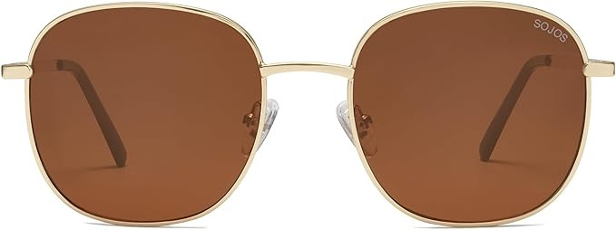 SOJOS Classic Trendy Square Sunglasses for Women Men Cute Big Frame Gold Shades SJ1137 | Amazon (US)