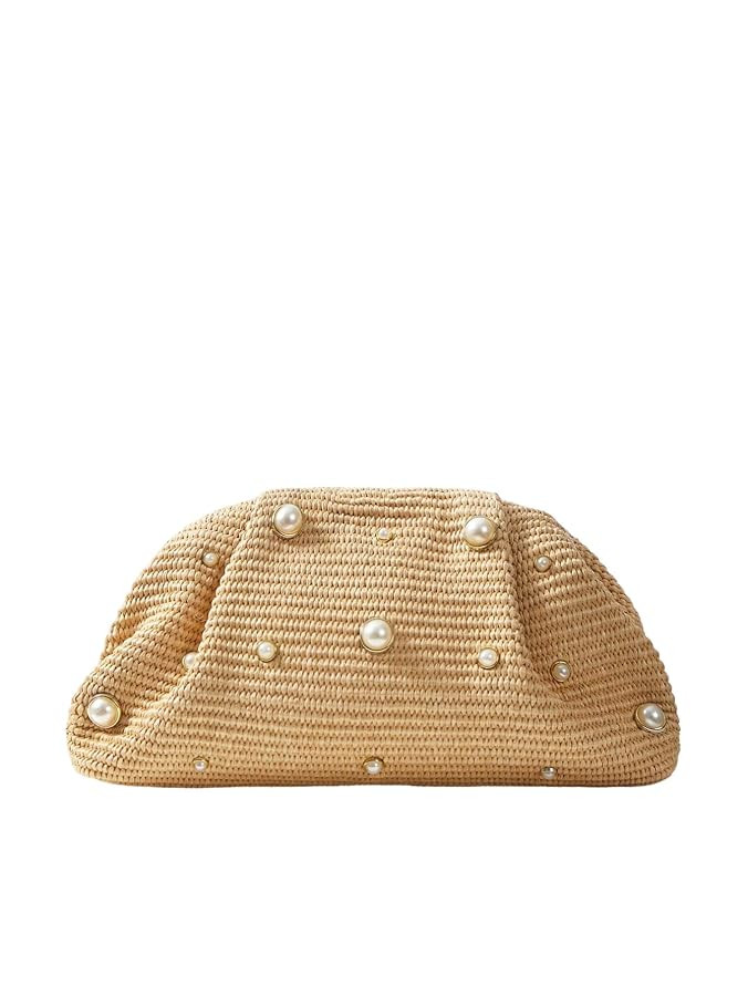 QWINEE Women's Woven Evening Bag Dumpling Clutch Purse No Strap Handbags Elegant Faux PU Leather ... | Amazon (US)
