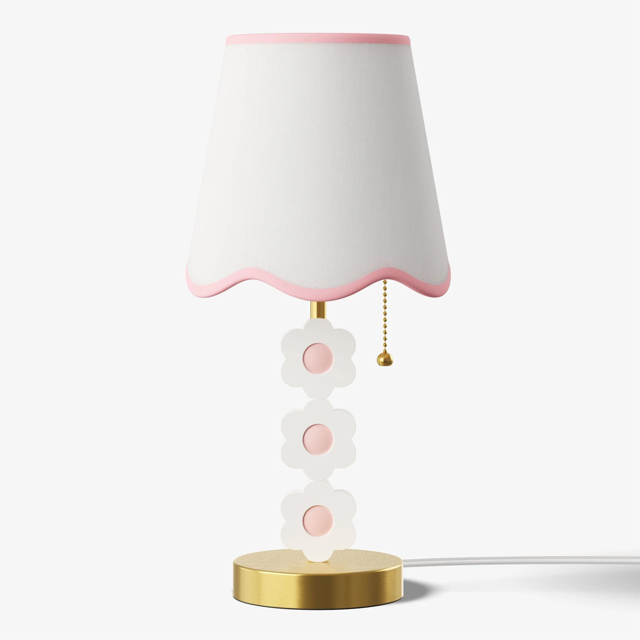 Mainstays Kids 16" Antique Brass Daisy Table Lamp with Scalloped White Shade - Walmart.com | Walmart (US)
