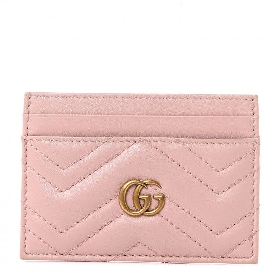 Calfskin Matelasse GG Marmont Card Holder Pink | Fashionphile