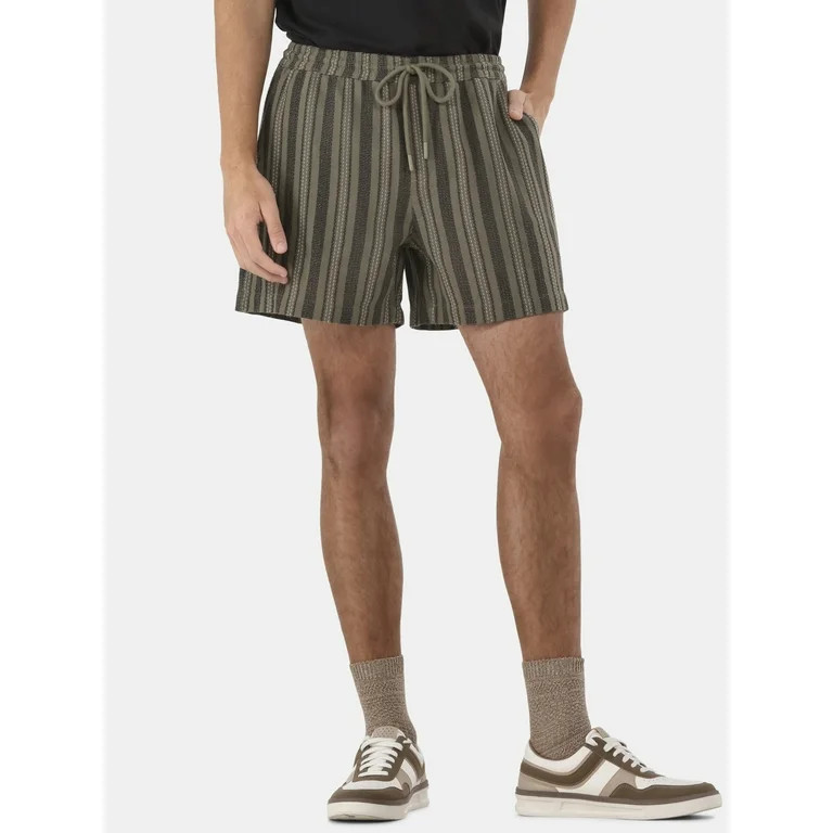 No Boundaries Textured Fabric Shorts, 5" Inseam, Men's & Big Men's | Walmart (US)
