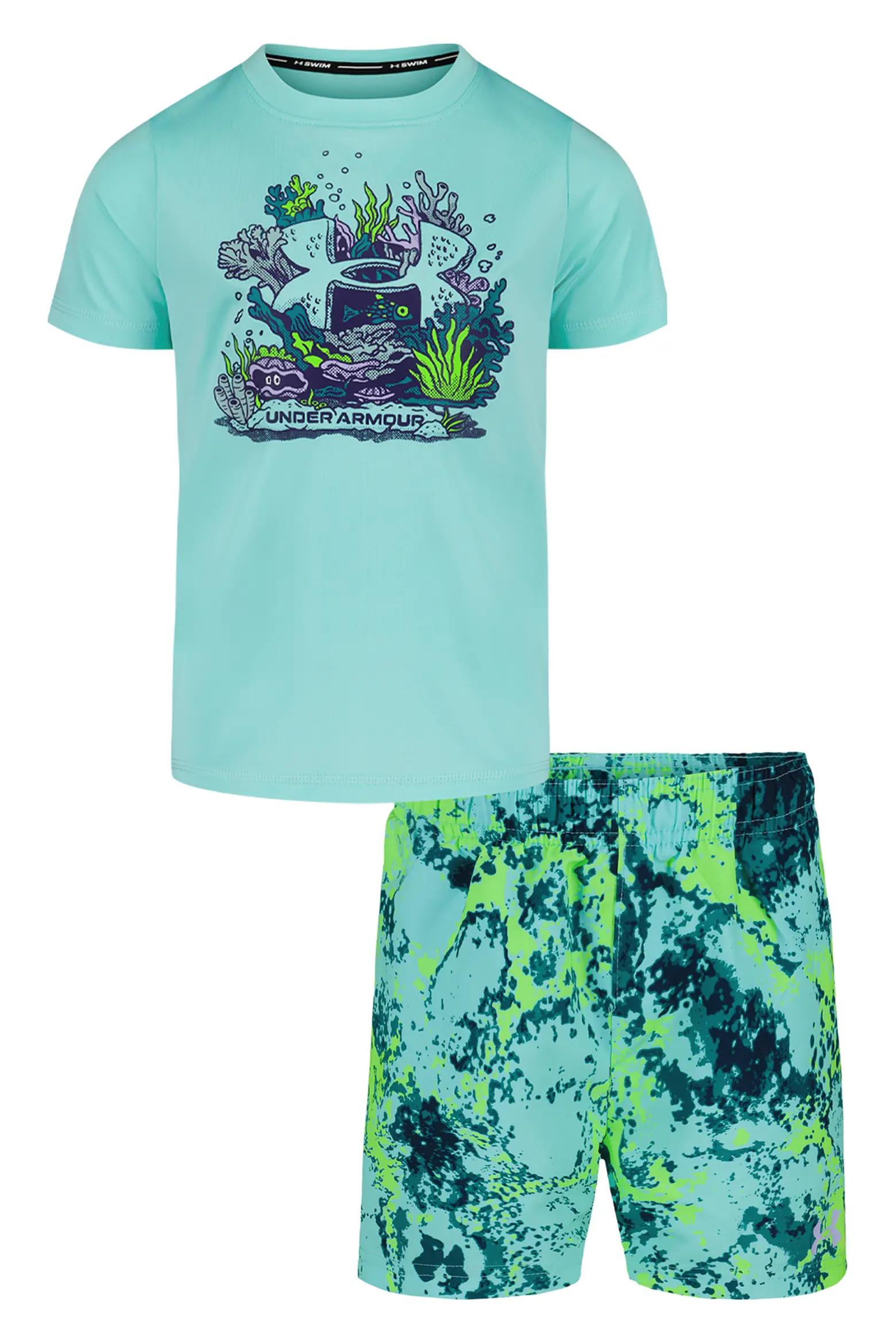 Under Armour Kids' Coral Logo Rashguard & Swim Trunks Set (Men) | Nordstrom | Nordstrom
