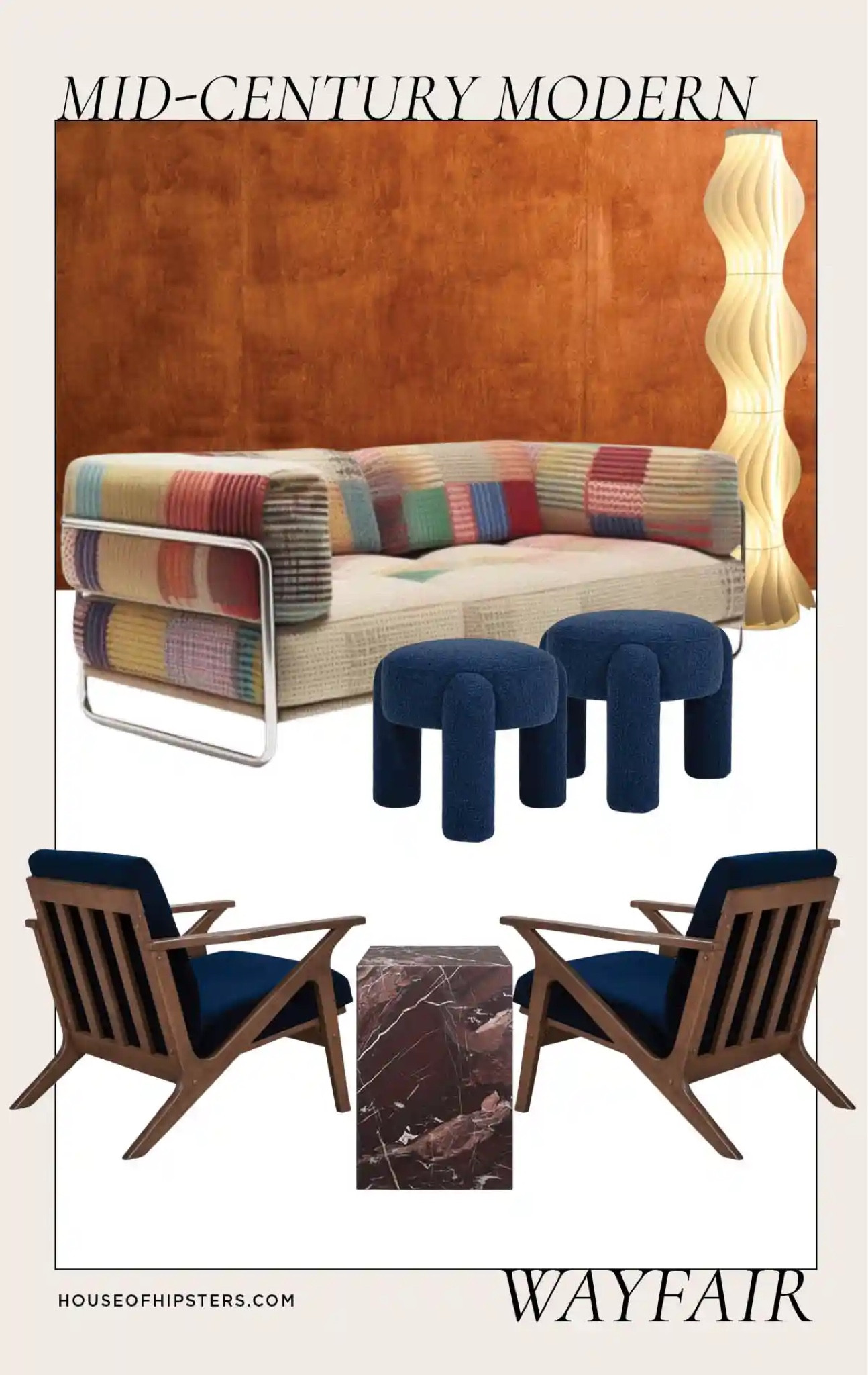 Decorating my childhood home with Mid-Century Modern furniture from Wayfair - check out all the mood boards!  This design is for the back living room (family room) of my parent’s home. A more kid friendly, teen friendly hang out space. It’s my latest interior design project. The house is a split level ranch built in the 50s and I’ll leaning into that retro MCM vintage vibe. 

#wayfair #wayfairpartner @wayfair 

Home decor, eclectic decor, vintage modern interior design style, unique, funky furniture, personality, living room design, affordable, budget friendly, wood lounge chair, Z Lounger chair, club chair, barrel chair, vintage lighting, funky lamp, patchwork sofa, patchwork couch, e-design, family room decor, interior design 

#LTKHome #LTKStyleTip