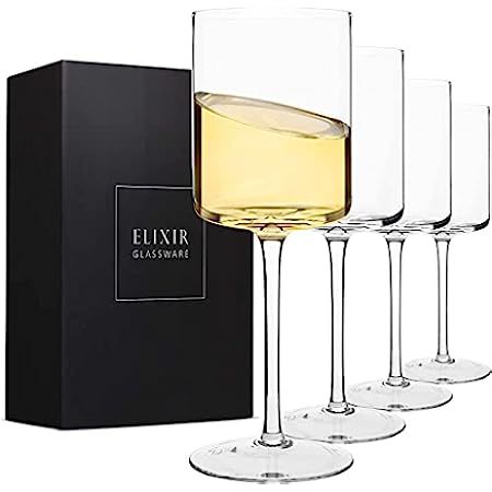 JoyJolt Claire 11.4oz White Wine Glass Set. White Wine Glasses Set of 2 Crystal Glasses. Elegant ... | Amazon (US)
