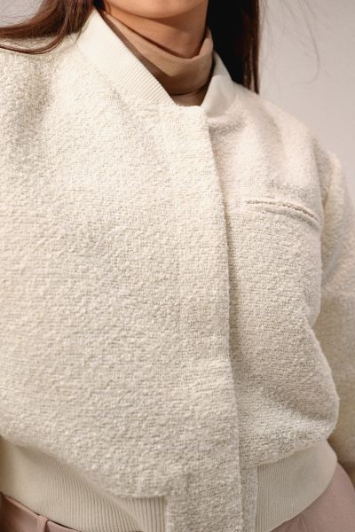 Short Bomber Jacket - Cream - Ladies | H&M US | H&M (US + CA)