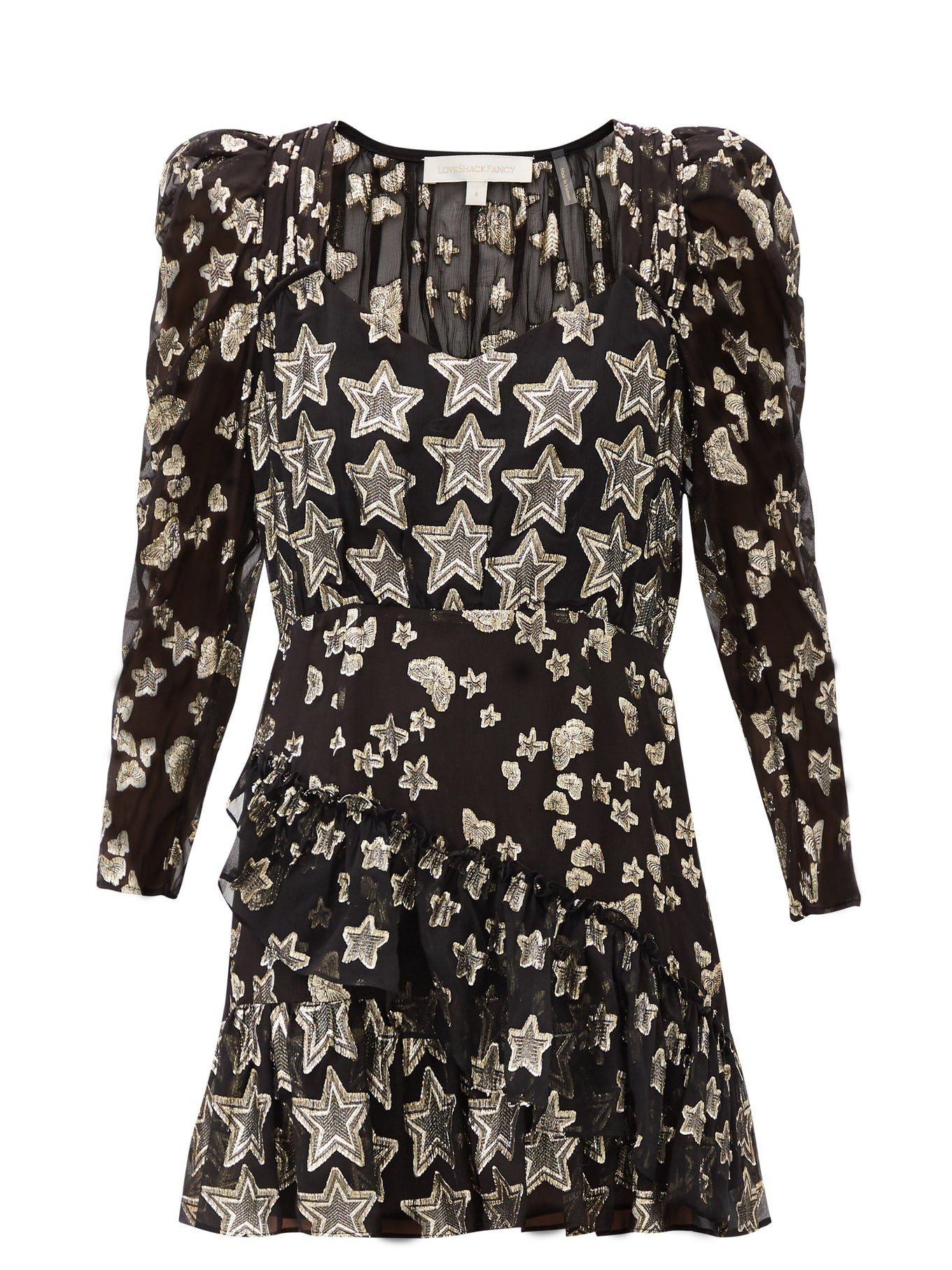 Caden metallic-star silk-blend crepe mini dress | LoveShackFancy | Matches (US)