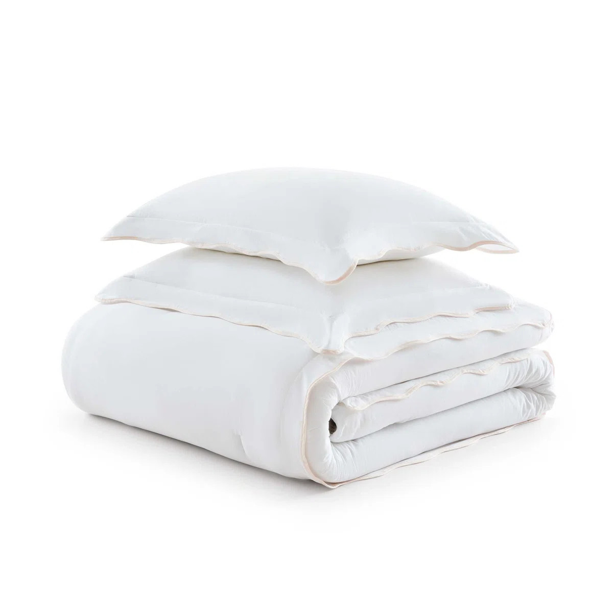 Martha Stewart Simple Scallop Cotton Pink Comforter Set | Wayfair North America