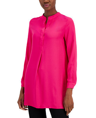 Women's Split-Neck Long-Sleeve Nehru Tunic | Macy's