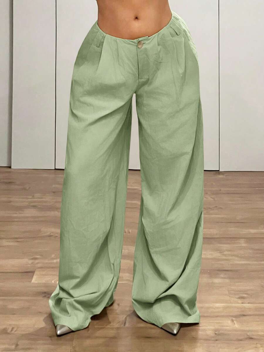 SHEIN ICON Super Low Waist Retro Loose Flared Extra Long Pants | SHEIN