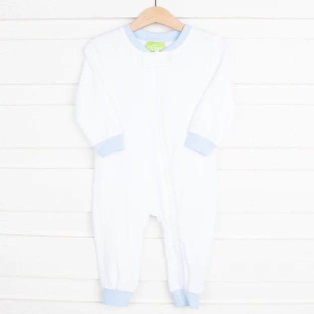 1-Piece Knit Loungewear White w Light Blue | Classic Whimsy